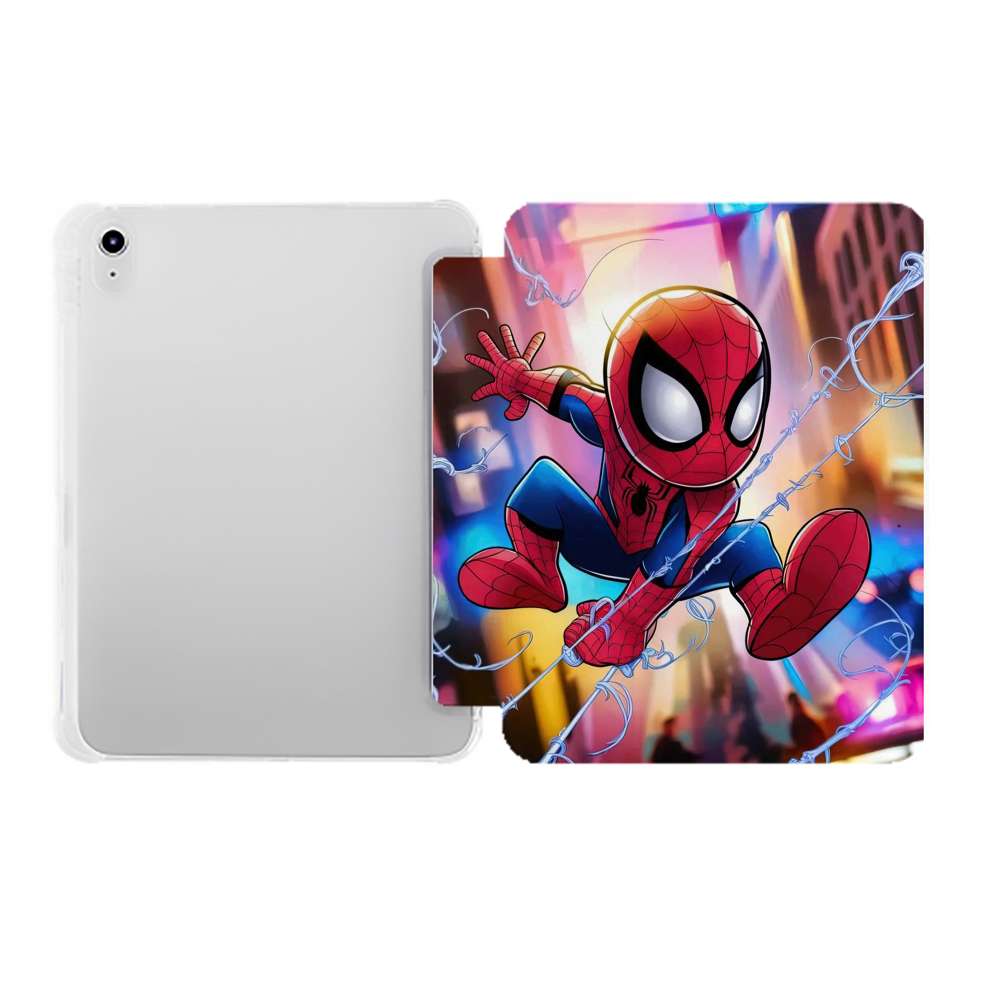 （画像用） Spider Man スパイダーマン IPad ケース ペン収納付き 三つ折りスタンド PUレザー×シリコン 対応機種9.5/10.5/10.9インチ